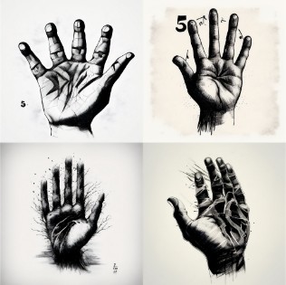 Prompt: hand with 5 fingers, ink drawing, 8k —uplight