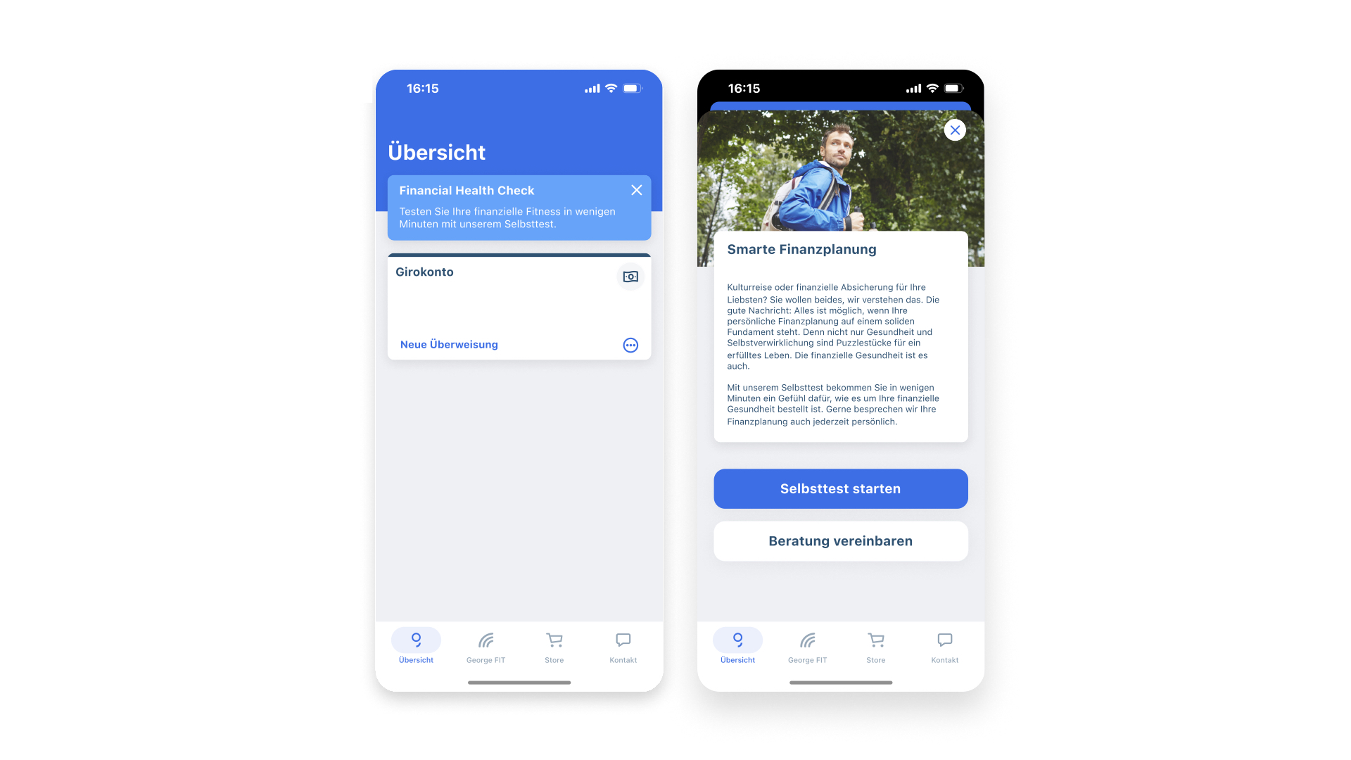 Kampagnenlayouts des George Financial Health Checks