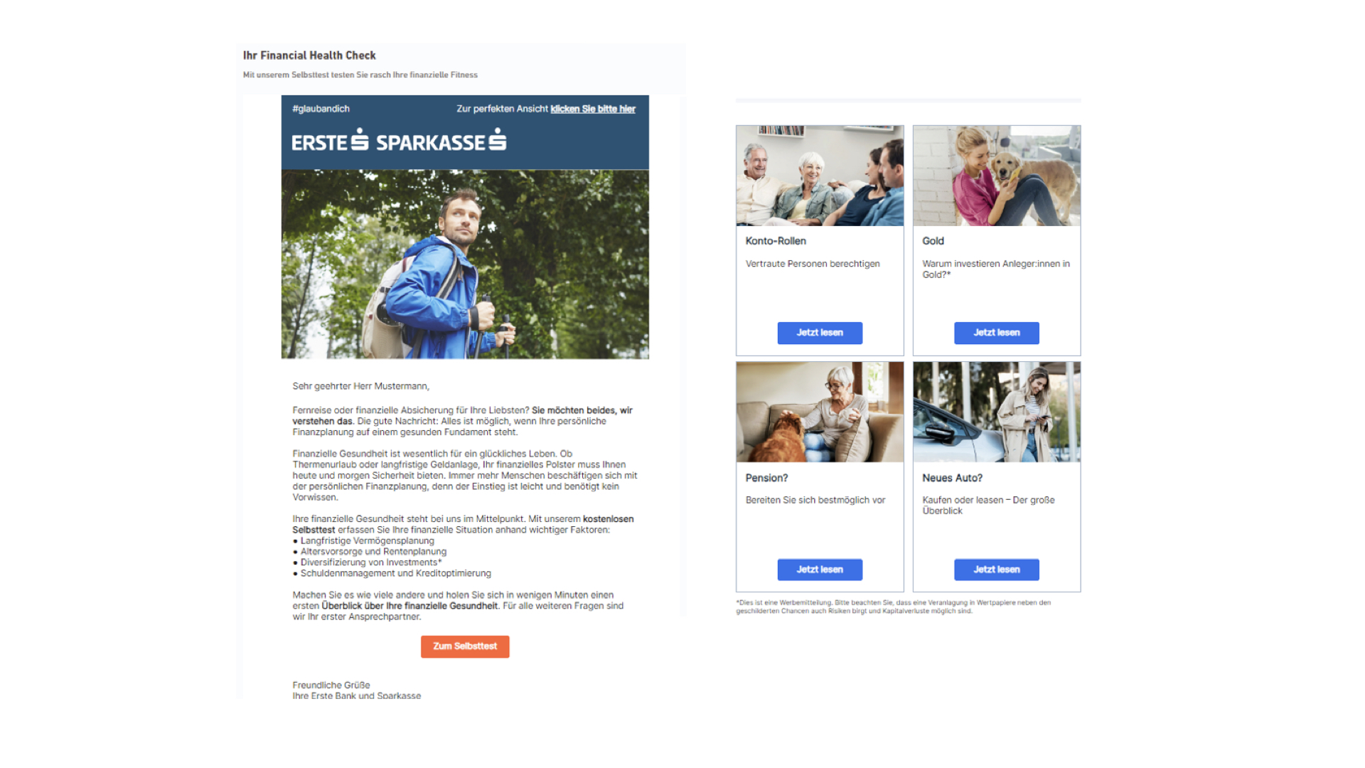 Kampagnenlayouts des George Financial Health Checks