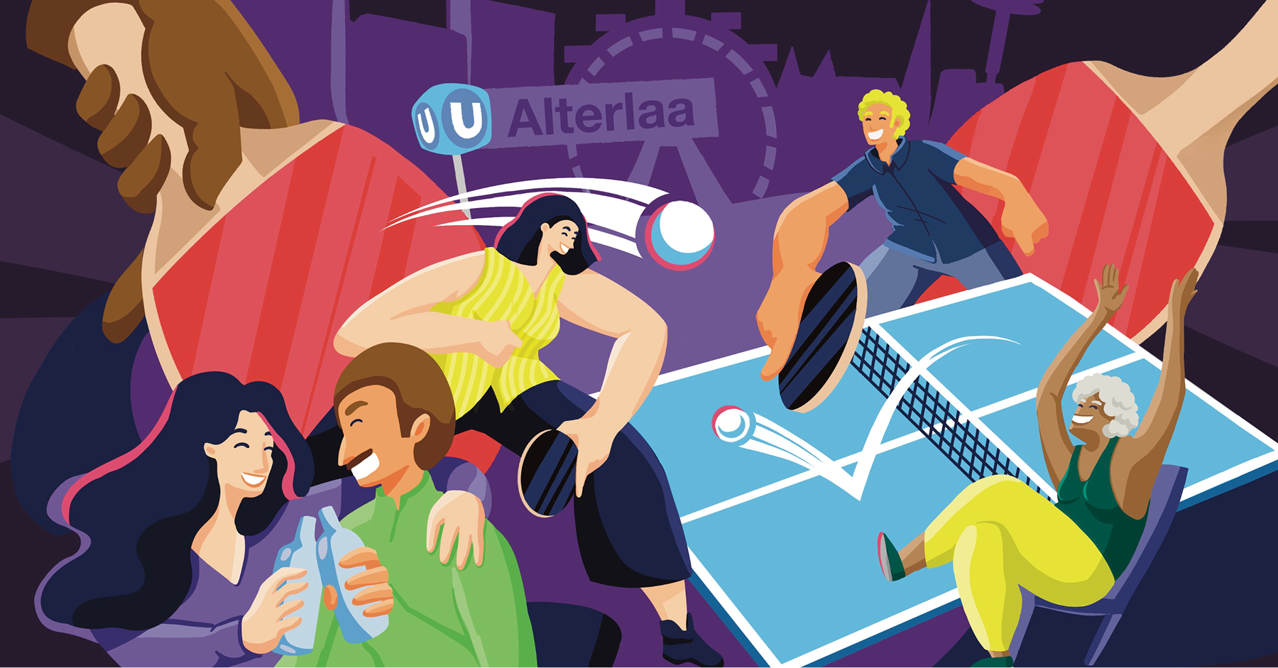 Bunte Illustration der SpinCity