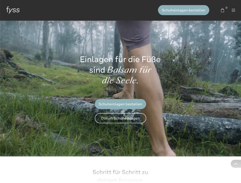 Screenshot der fyss-Website auf einem Desktop-Gerät