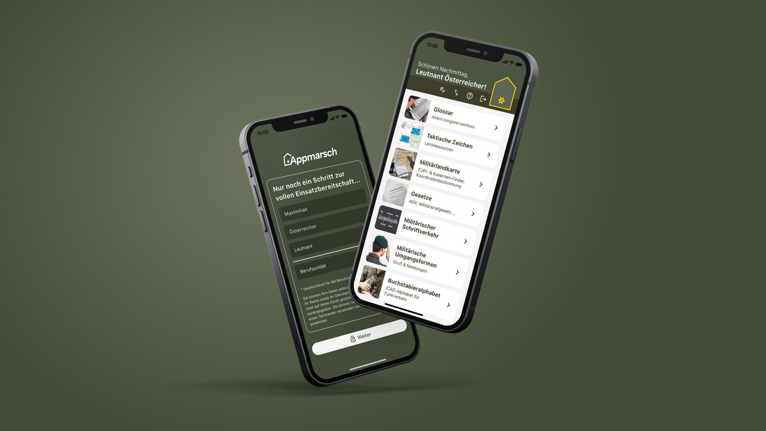 Der Login-Bereich und die Übersicht auf IPhone-Geräten