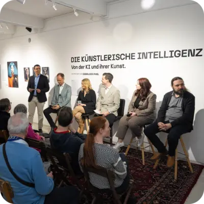 Foto von der Podiumsdikussion "Die Künstlerische Intelligenz" 2023