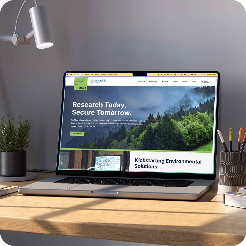 Screens einer Desktop-Website der Universität Wien